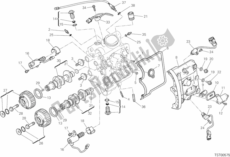 All parts for the Horizontal Head Timing System of the Ducati Diavel Xdiavel S Brasil 1260 2019
